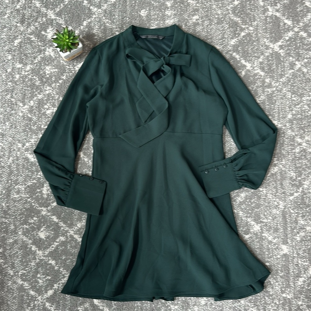 Zara Green Flowing Bow Dress